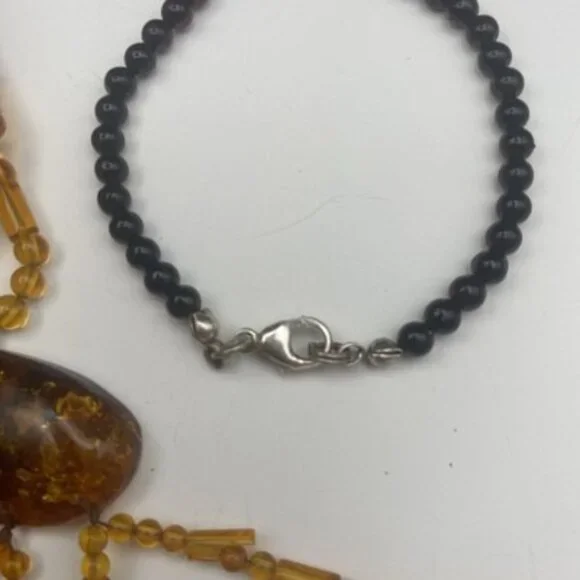 Statement Necklace Baltic Amber Honey to Cognac Beads Boho 16" + 7" Drop  LOOK - Picture 10 of 11